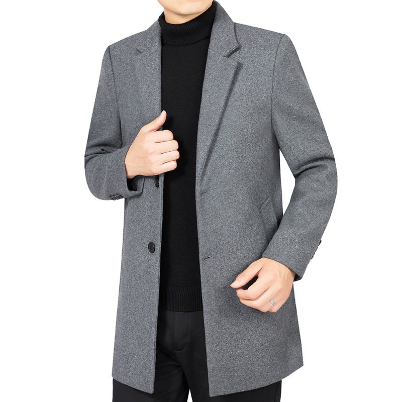 Herren Eleganter taillierter Wollmix-Mantel mit Notch-Revers und Zweiknopfverschluss Shop Nory