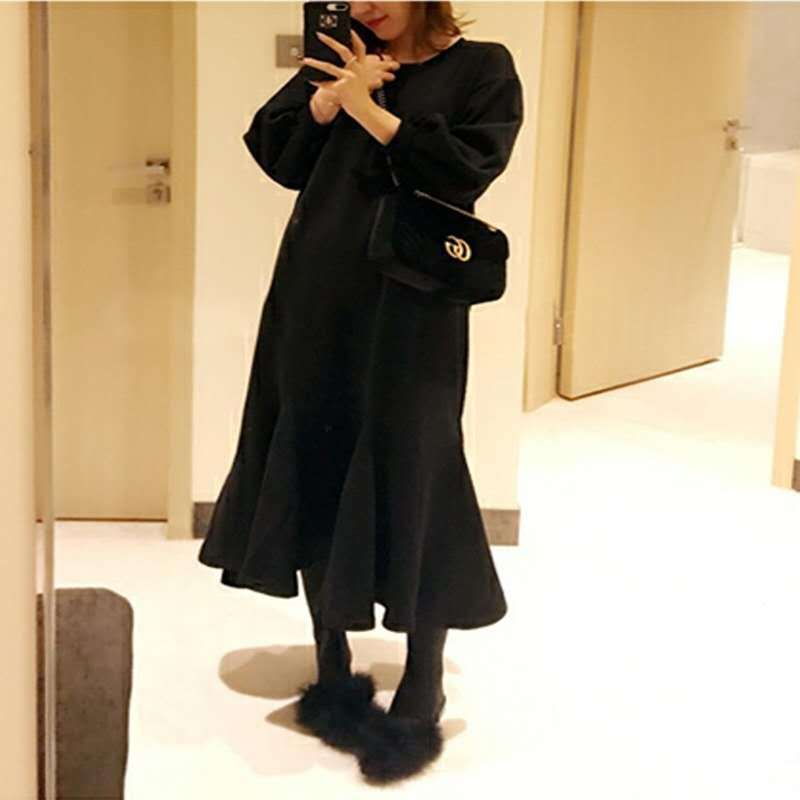 Damen Thermo-Maxi‑Fleecekleid mit Oversize‑Silhouette, Rundhals und Teilungsnähten Shop Nory