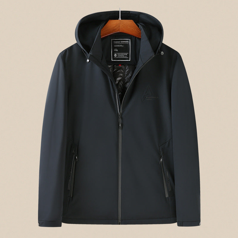 Herren Wind- und Wasserabweisende Softshell-Jacke mit Kapuze und leichtem Thermofutter Shop Nory