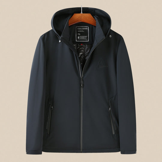 Herren Wind- und Wasserabweisende Softshell-Jacke mit Kapuze und leichtem Thermofutter Shop Nory