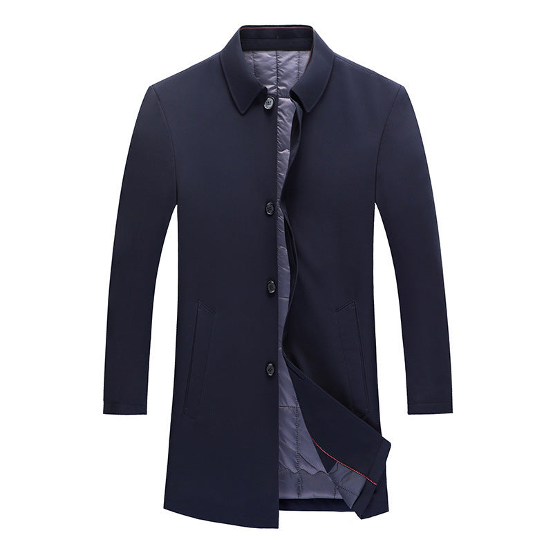Herren Moderner Business-Kurzmantel mit geradem Schnitt, verdeckter Knopfleiste und Hemdkragen Shop Nory