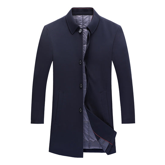 Herren Moderner Business-Kurzmantel mit geradem Schnitt, verdeckter Knopfleiste und Hemdkragen Shop Nory