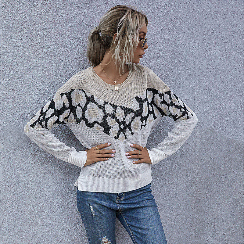 Damen Feinstrickpullover mit Intarsienmuster, Rundhals und lässiger Oversize-Passform Shop Nory
