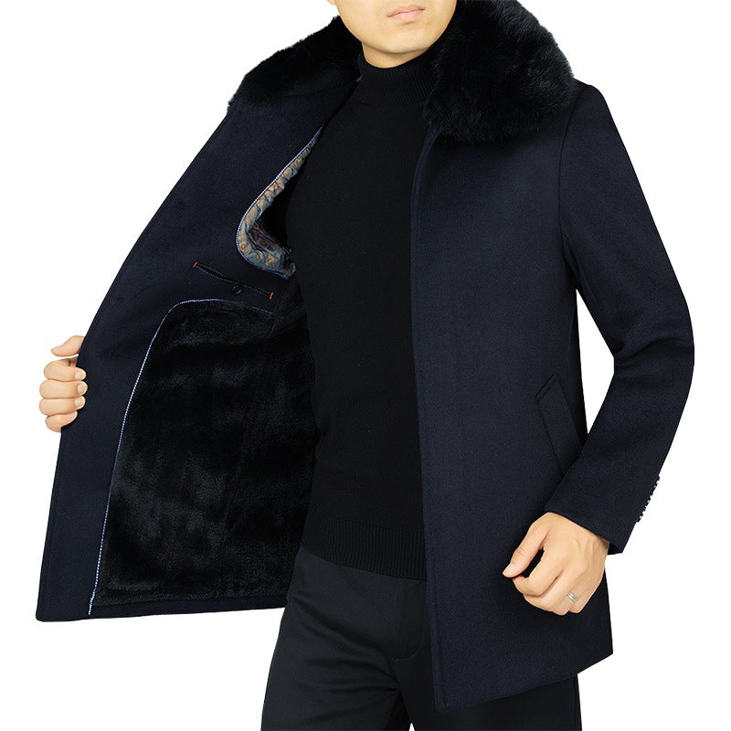 Herren Wollmix-Mantel mit abnehmbarem Kunstpelzkragen und wärmender Teddyfutter-Innenseite Shop Nory