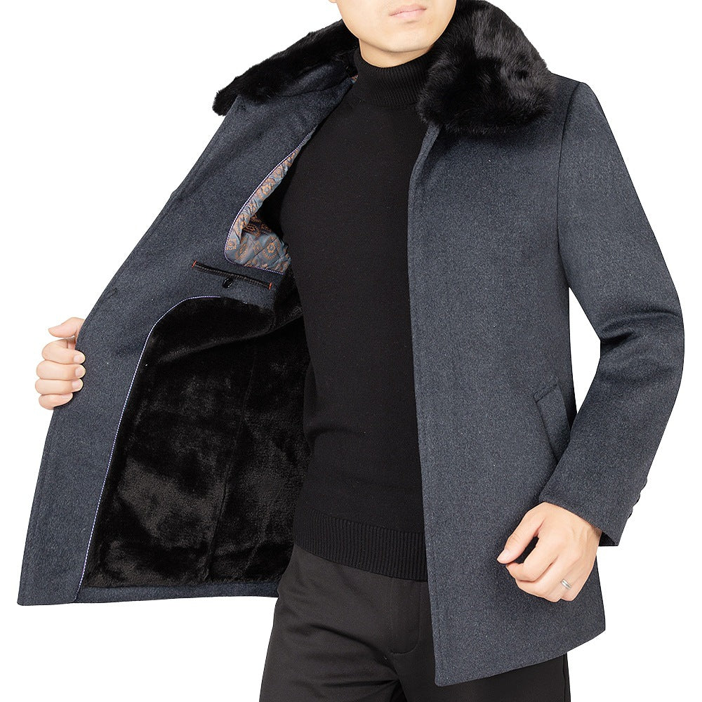 Herren Wollmix-Mantel mit abnehmbarem Kunstpelzkragen und wärmender Teddyfutter-Innenseite Shop Nory
