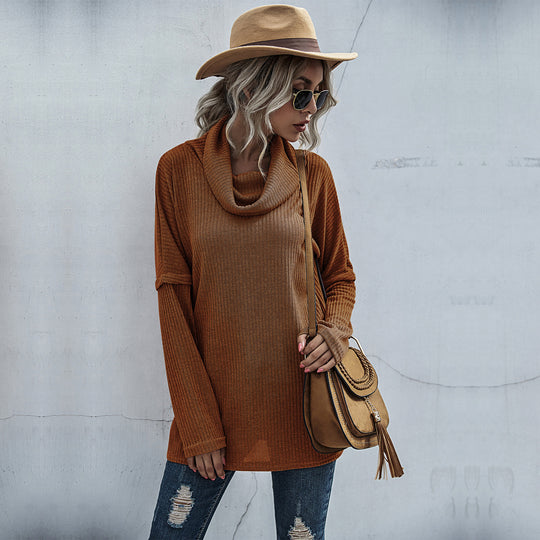 Damen Gerippter Feinstrick-Longsleeve mit Rollkragen, Seitenschlitzen und verlängertem Rückenteil Shop Nory