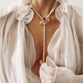 Damen Halskette mit elegantem Perlen-Design und goldenen Elementen Shop Nory