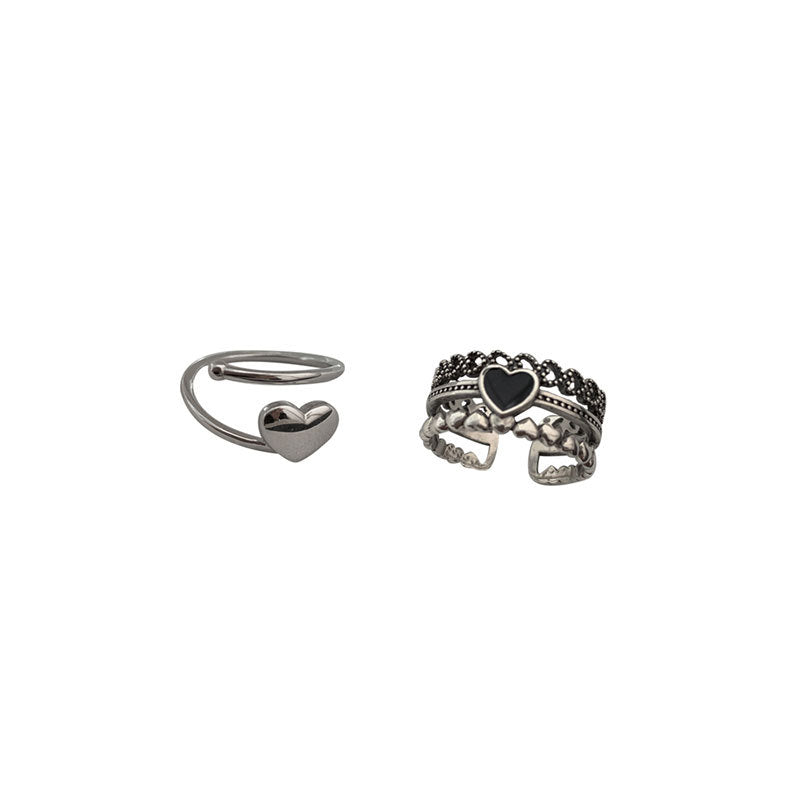 Damen Ring-Set mit Herzdesign und stilvollen Verzierungen Shop Nory