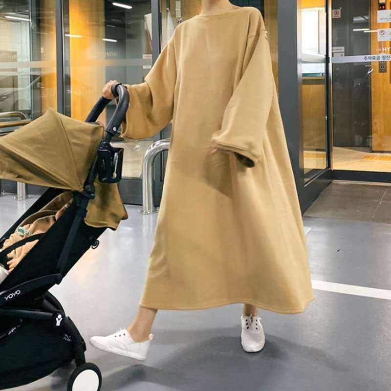 Damen Oversize-Sweatkleid mit Ballonärmeln und Maxi-Länge Shop Nory