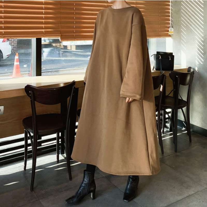 Damen Oversize-Sweatkleid mit Ballonärmeln und Maxi-Länge Shop Nory