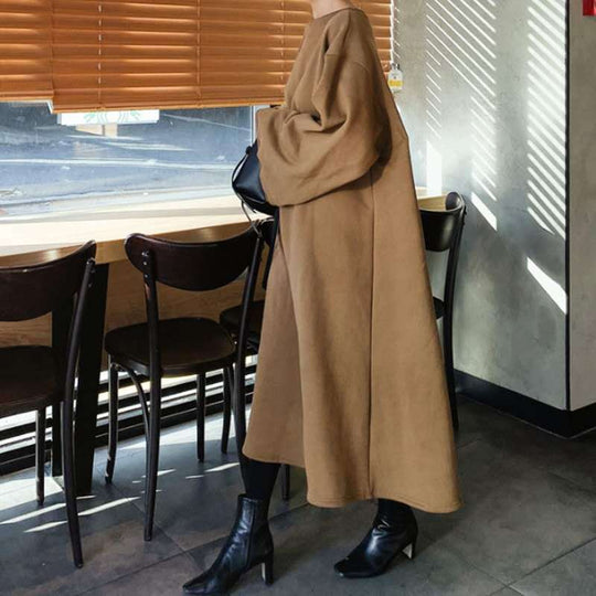 Damen Oversize-Sweatkleid mit Ballonärmeln und Maxi-Länge Shop Nory