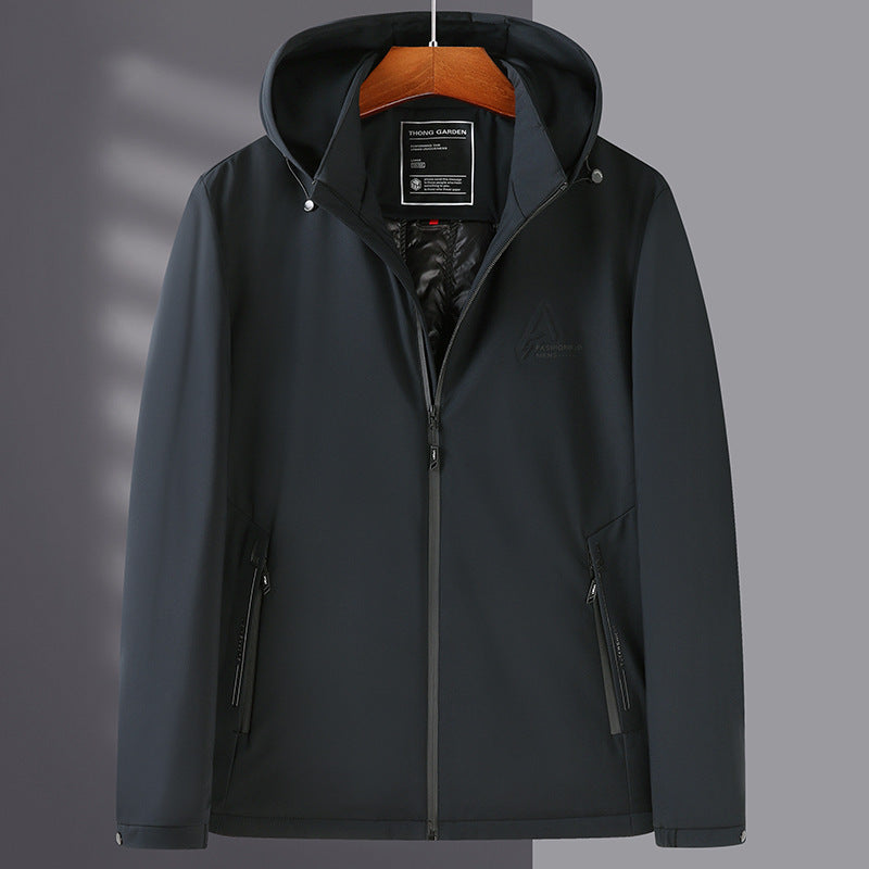 Herren Wind- und Wasserabweisende Softshell-Jacke mit Kapuze und leichtem Thermofutter Shop Nory