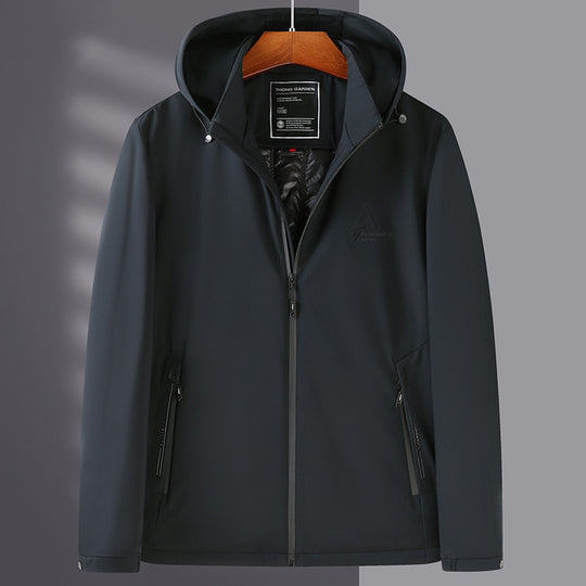 Herren Wind- und Wasserabweisende Softshell-Jacke mit Kapuze und leichtem Thermofutter Shop Nory
