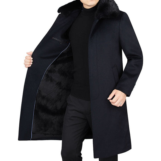 Herren Wollmix-Mantel mit abnehmbarem Kunstpelzkragen und wärmender Teddyfutter-Innenseite Shop Nory