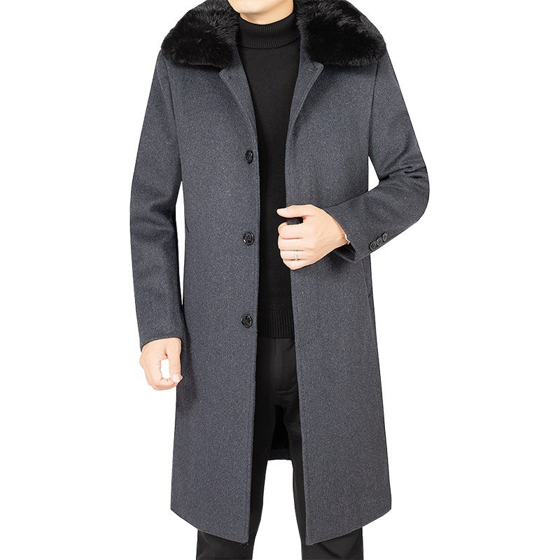 Herren Wollmix-Mantel mit abnehmbarem Kunstpelzkragen und wärmender Teddyfutter-Innenseite Shop Nory