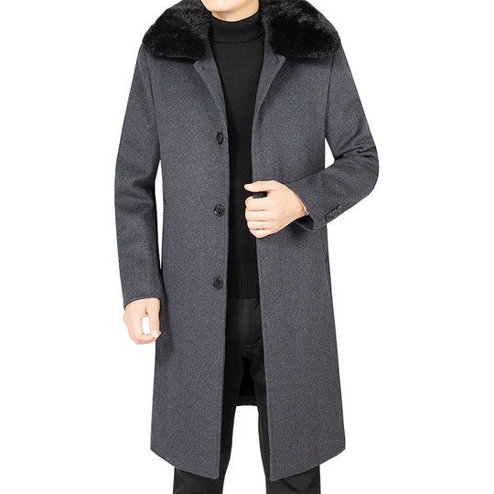 Herren Wollmix-Mantel mit abnehmbarem Kunstpelzkragen und wärmender Teddyfutter-Innenseite Shop Nory
