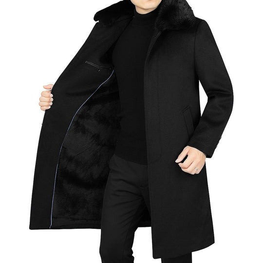 Herren Wollmix-Mantel mit abnehmbarem Kunstpelzkragen und wärmender Teddyfutter-Innenseite Shop Nory