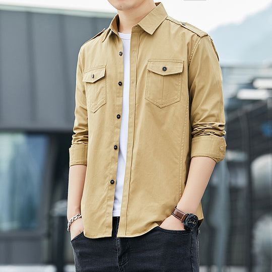 Herren Leichtes Military-inspiriertes Overshirt mit Epauletten und Brustpattentaschen Shop Nory