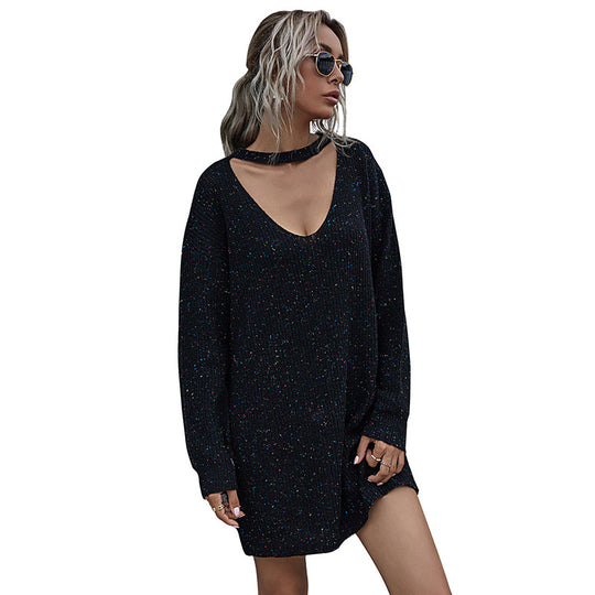 Damen Strick‑Minikleid mit Cut-Out‑Choker, taillierter Silhouette und feinem Glitzer‑Effekt Shop Nory
