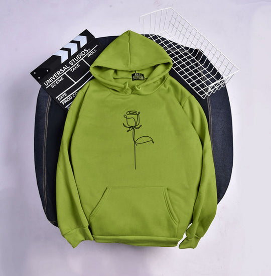 Unisex nan Kapuzenpullover mit minimalistischer Rosenlinien-Illustration, Kängurutasche und angerautem Innenfutter Shop Nory