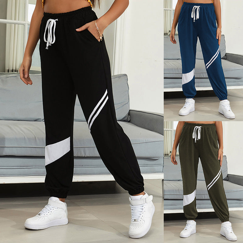 Damen Sportliche Jogginghose mit elastischem Bund und Kontraststreifen Shop Nory