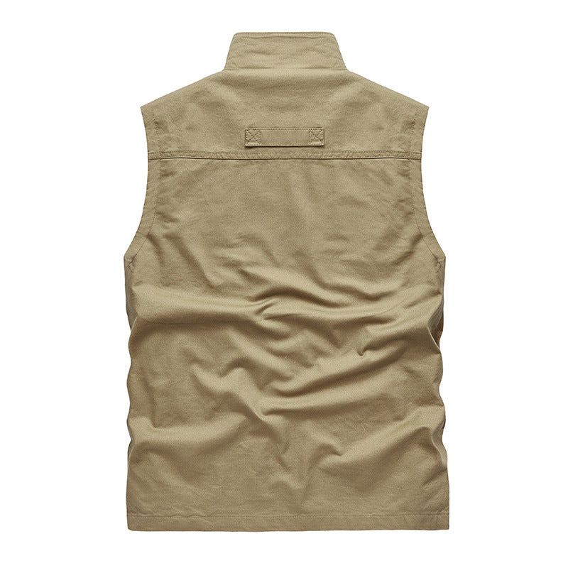 Herren Ärmellose leichte Canvas-Utility-Weste mit atmungsaktivem Mesh-Futter, windabweisender Front und mehreren Reißverschlusstaschen Shop Nory