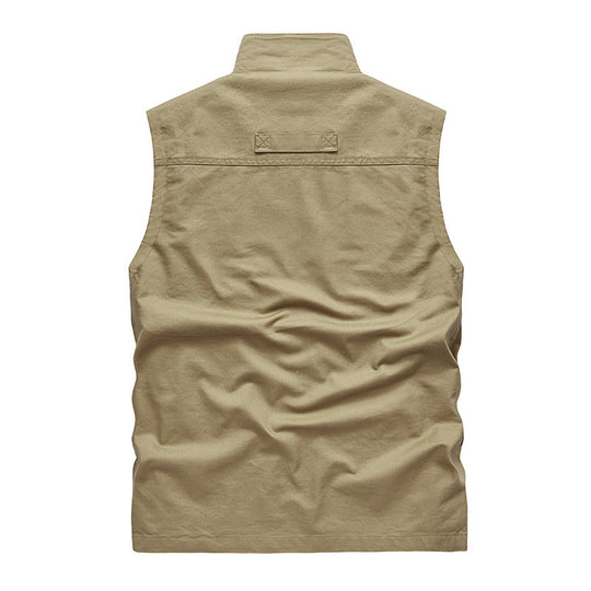 Herren Ärmellose leichte Canvas-Utility-Weste mit atmungsaktivem Mesh-Futter, windabweisender Front und mehreren Reißverschlusstaschen Shop Nory