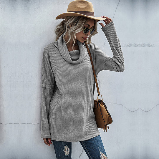 Damen Gerippter Feinstrick-Longsleeve mit Rollkragen, Seitenschlitzen und verlängertem Rückenteil Shop Nory