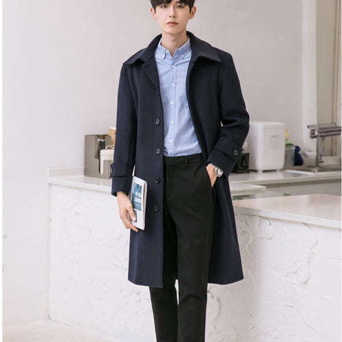 Herren Taillierter Wollmix-Mantel mit fallendem Revers und verdeckter Knopfleiste Shop Nory