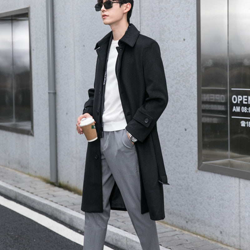 Herren Longline-Wollmix-Mantel mit verdeckter Knopfleiste und Schalkragen Shop Nory