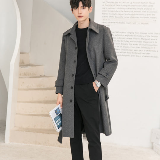 Herren Taillierter Wollmix-Mantel mit fallendem Revers und verdeckter Knopfleiste Shop Nory