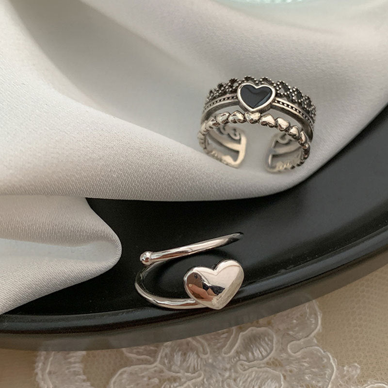 Damen Ring-Set mit Herzdesign und stilvollen Verzierungen Shop Nory