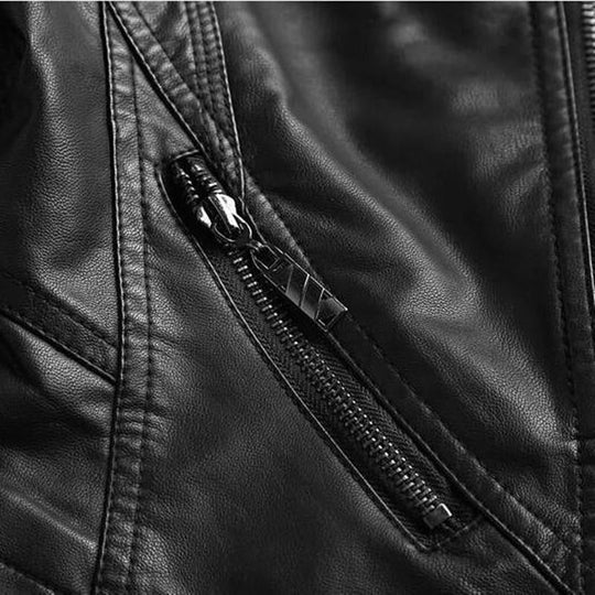 Shopnory | Damen Slim Fit PU-Lederjacke mit Reißverschlussnähten