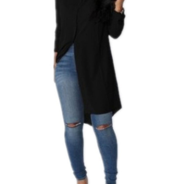 Damen Langes Hemdkleid‑Tunika mit Knopfleiste, Hemdkragen und asymmetrischem Saum Shop Nory