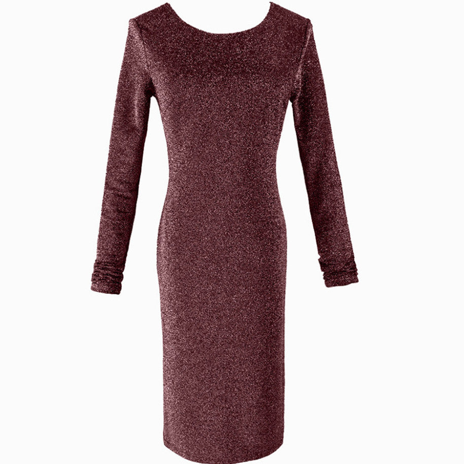 Damen Figurbetontes Samt‑Minikleid mit Stretch, Rundhalsausschnitt & taillierter Silhouette Shop Nory