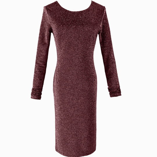 Damen Figurbetontes Samt‑Minikleid mit Stretch, Rundhalsausschnitt & taillierter Silhouette Shop Nory