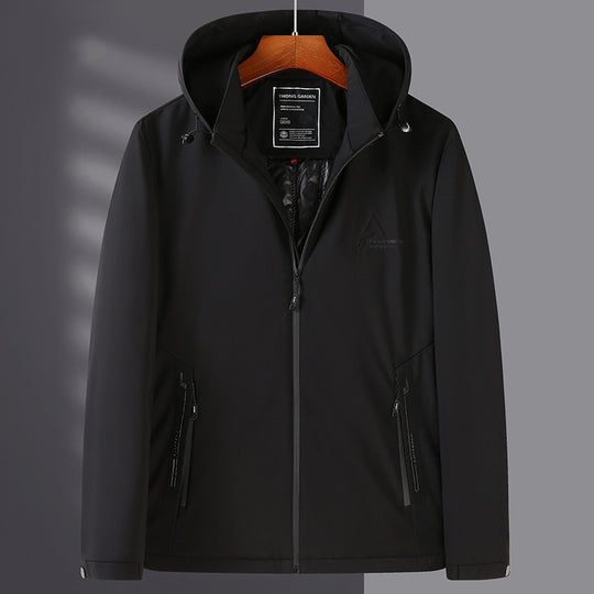 Herren Wind- und Wasserabweisende Softshell-Jacke mit Kapuze und leichtem Thermofutter Shop Nory