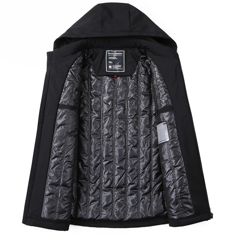 Herren Wind- und Wasserabweisende Softshell-Jacke mit Kapuze und leichtem Thermofutter Shop Nory