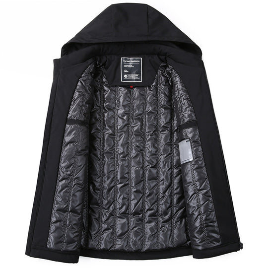 Herren Wind- und Wasserabweisende Softshell-Jacke mit Kapuze und leichtem Thermofutter Shop Nory