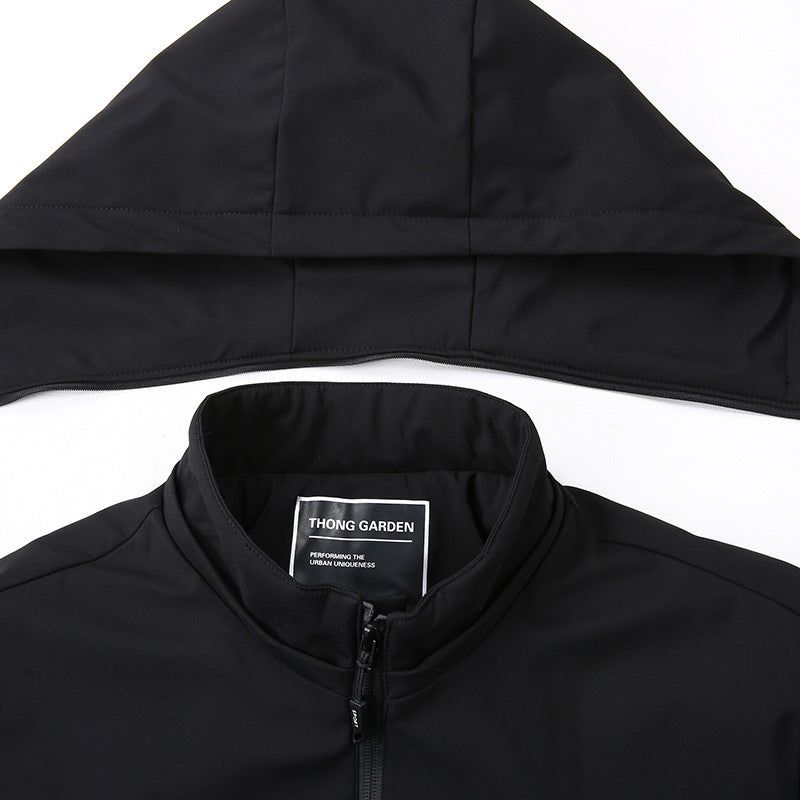 Herren Wind- und Wasserabweisende Softshell-Jacke mit Kapuze und leichtem Thermofutter Shop Nory
