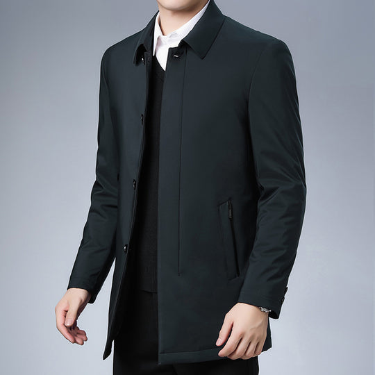 Herren Moderner Business-Kurzmantel mit geradem Schnitt, verdeckter Knopfleiste und Hemdkragen Shop Nory