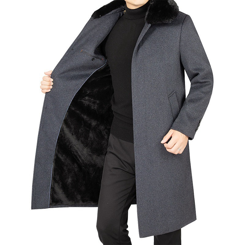 Herren Wollmix-Mantel mit abnehmbarem Kunstpelzkragen und wärmender Teddyfutter-Innenseite Shop Nory