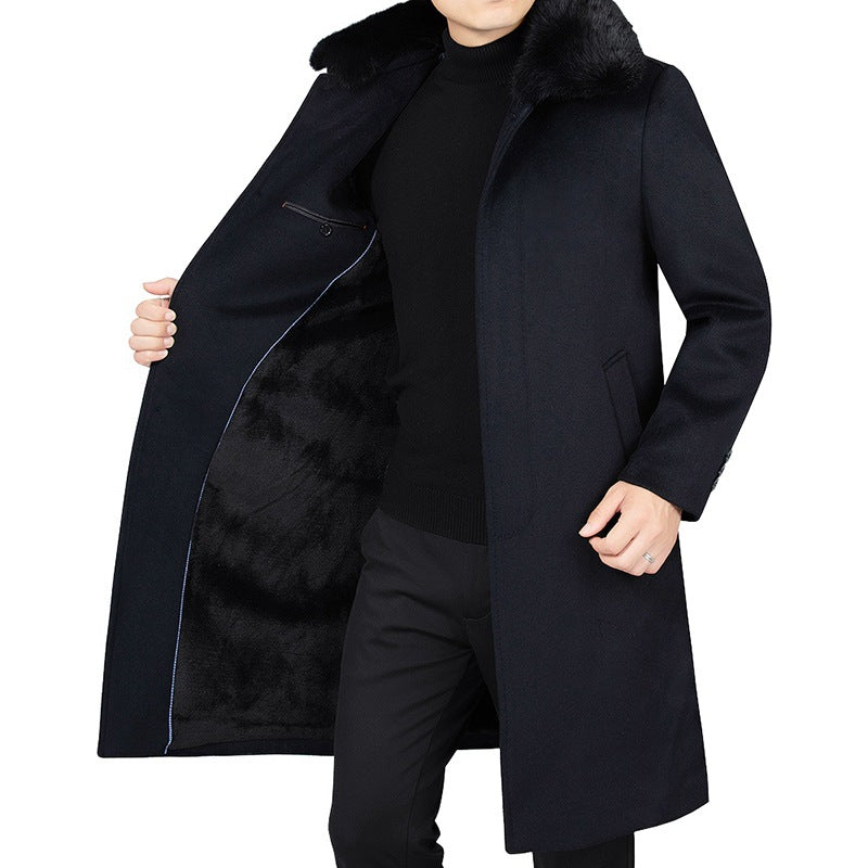 Herren Wollmix-Mantel mit abnehmbarem Kunstpelzkragen und wärmender Teddyfutter-Innenseite Shop Nory