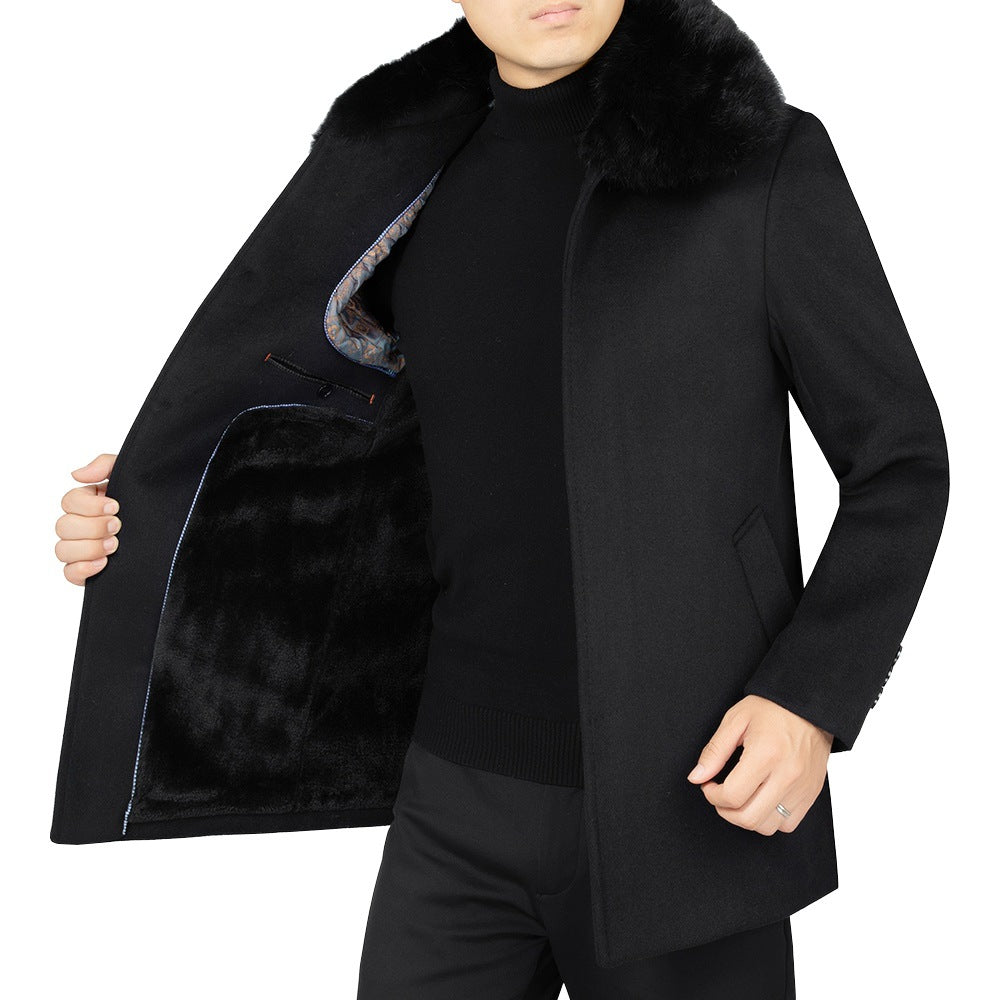 Herren Wollmix-Mantel mit abnehmbarem Kunstpelzkragen und wärmender Teddyfutter-Innenseite Shop Nory