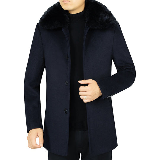 Herren Wollmix-Mantel mit abnehmbarem Kunstpelzkragen und wärmender Teddyfutter-Innenseite Shop Nory