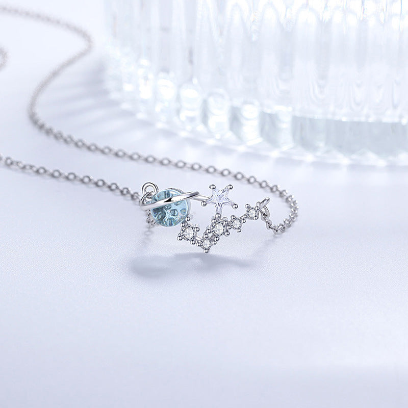 Damen Halskette mit filigranem Planetendesign und funkelnden Zirkoniasteinen Shop Nory