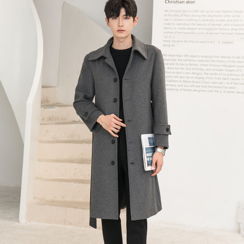 Herren Longline-Wollmix-Mantel mit verdeckter Knopfleiste und Schalkragen Shop Nory