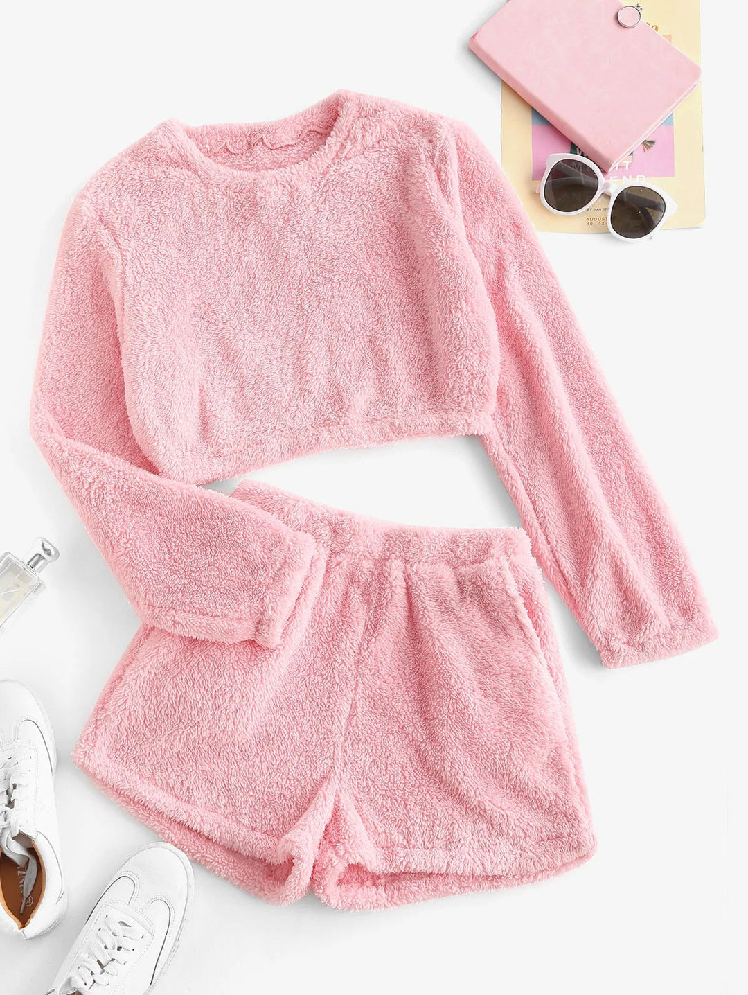 Damen Kuschelige Plüsch-Pyjama-Set
