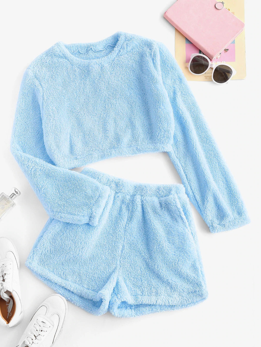 Damen Kuschelige Plüsch-Pyjama-Set