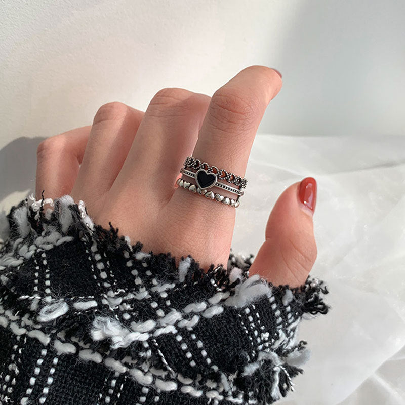 Damen Ring-Set mit Herzdesign und stilvollen Verzierungen Shop Nory